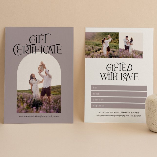 Mauve Typography Photography Gift Certificate (Creator Uploaded)