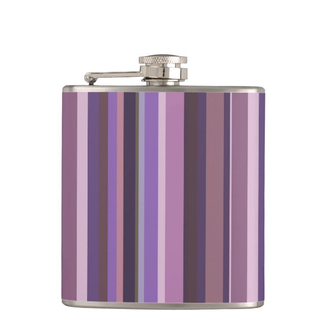 Mauve vertical stripes hip flask (Front)