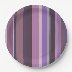 Mauve vertical stripes paper plate