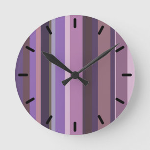 Mauve vertical stripes round clock