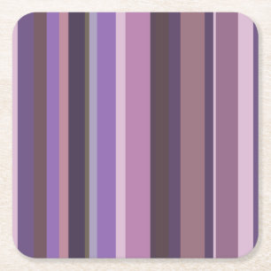 Mauve vertical stripes square paper coaster
