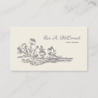Mauve Vintage Flowers Custom Business Card v1