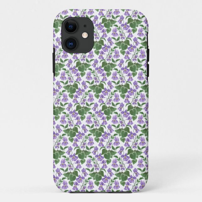 Mauve Violets on White Custom iPhone 5/5s Case (Back)