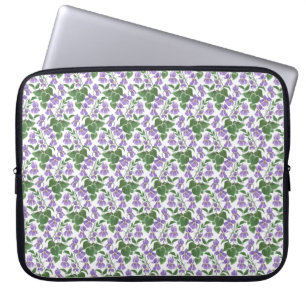 Mauve Violets on White Neoprene Laptop Sleeve