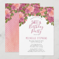 Mauve Watercolor Floral Sweet 16 Birthday Party