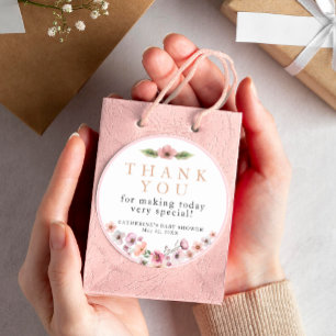 Mauve Watercolor Floral Thank You Sticker – Dusty 