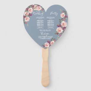 Mauve Watercolor Floral Wedding Ceremony Program Hand Fan