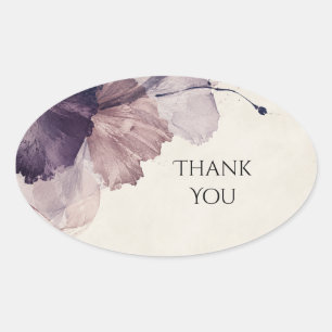 Mauve Watercolor Ginkgo Leaf Wedding Sticker