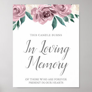 Mauve Watercolor Roses Floral Wedding Memorial Poster