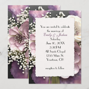 Mauve Wedding Bouquet with Baby's Breath Invitation