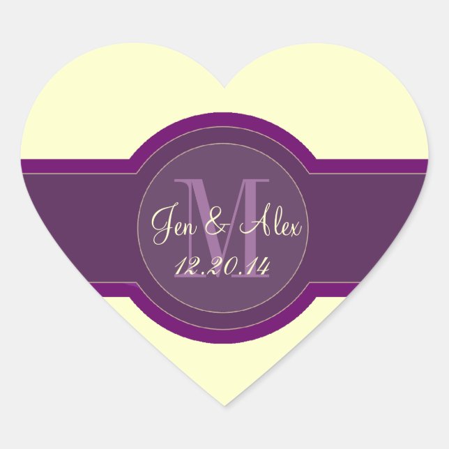 Mauve Wedding Favour Stickers Heart Shaped (Front)