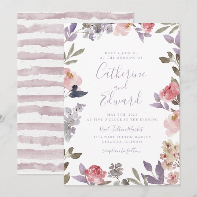 Mauve Wedding Invitation (Front/Back)