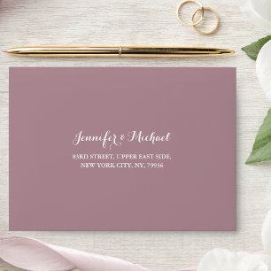 Mauve Wedding Party Event RSVP Return Address 5x7 Envelope