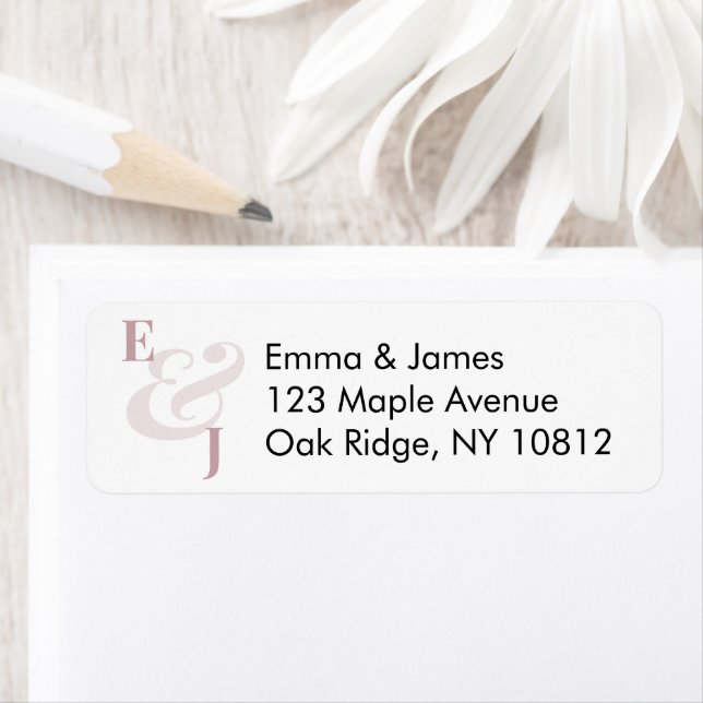 Mauve Wedding Return Address Label | Left (Insitu)
