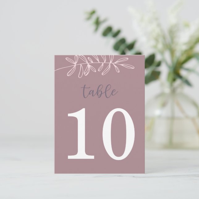 Mauve Wedding Table Number (Double Sided) (Standing Front)