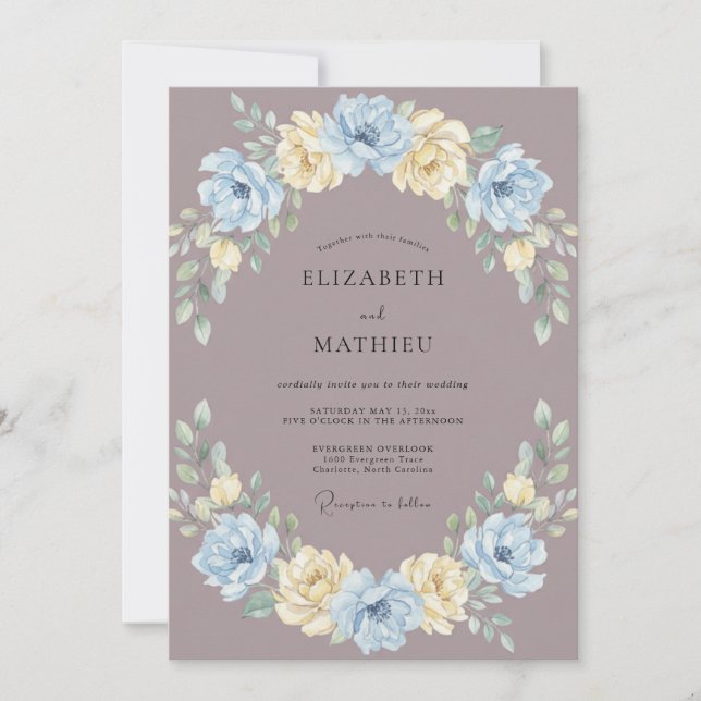 Mauve Whimsical Springtime Wedding Invitation (Front)