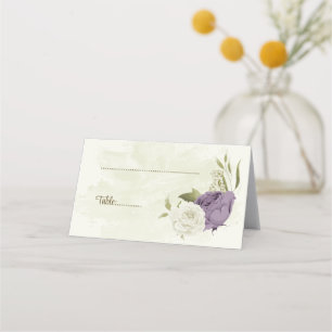 mauve white flowers greenery wedding place card
