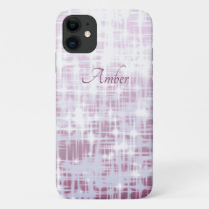 Mauve White Gradient Glow Sparkles Personalised iPhone 11 Case