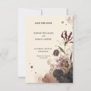 Mauve Wildflower Botanical Wedding Save The Date