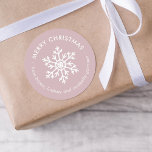 Mauve Winter Snowflake Christmas Gift Tag Stickers<br><div class="desc">Affordable custom printed Merry Christmas round gift tag stickers personalised with your text. This simple modern holiday design features a white snowflake on a blush pink background. Use the design tools to choose any background colour, edit text fonts and colours or upload your own photos to design your own unique...</div>