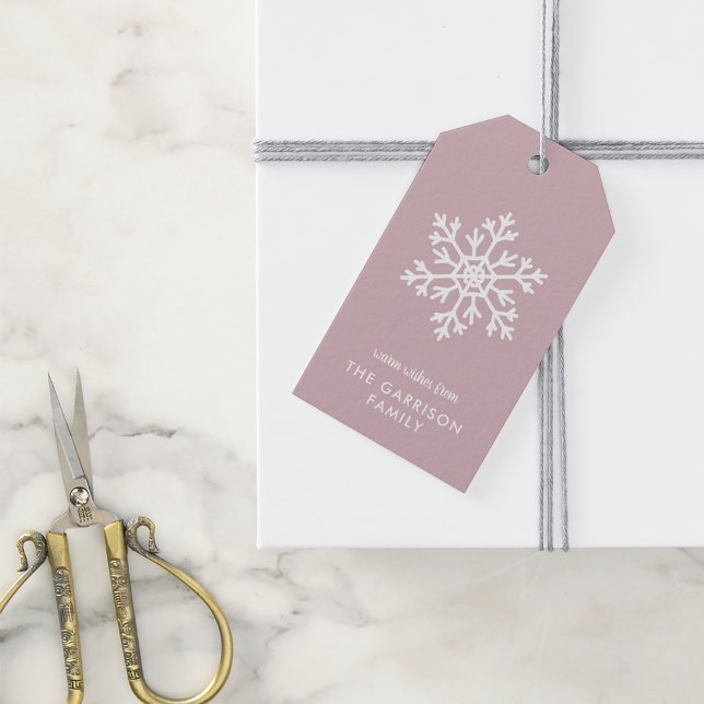 Mauve Winter Snowflake Holiday Gift Tags (Creator Uploaded)