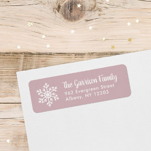 Mauve Winter Snowflake Holiday Return Address