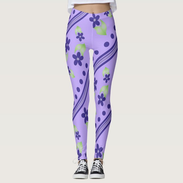 Mauve With Purple Flowered Leggings (Front)