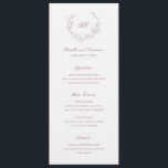 Mauve Wreath Monogram Elegant Wedding Menu<br><div class="desc">Elegant wedding menu featuring a clean and timeless design with your monogram inside of a wreath crest.</div>