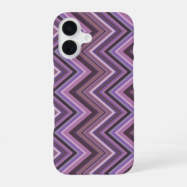 Mauve zigzag stripes iPhone 16 case (Back)