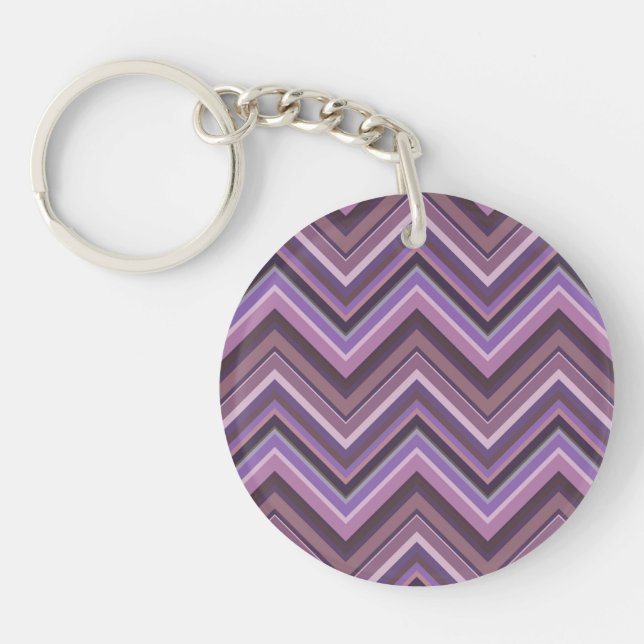 Mauve zigzag stripes key ring (Front)
