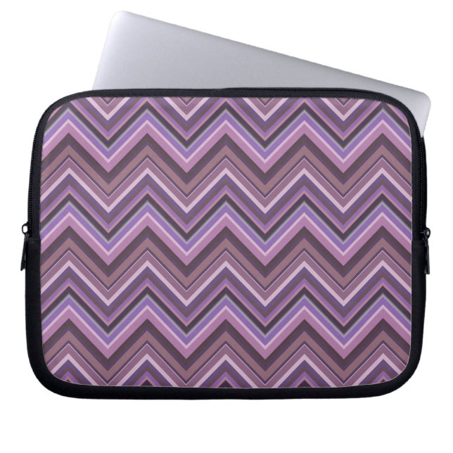 Mauve zigzag stripes laptop sleeve (Front)