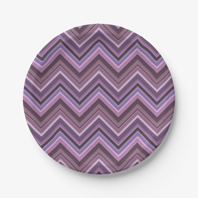 Mauve zigzag stripes paper plate (Front)