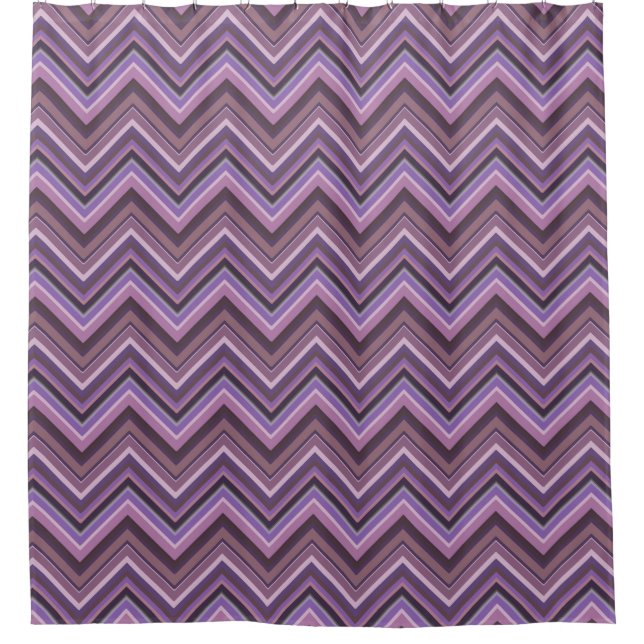 Mauve zigzag stripes shower curtain (Front)
