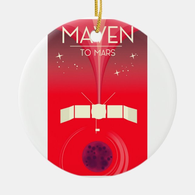 MAVEN - to Mars space art. Ceramic Tree Decoration (Front)