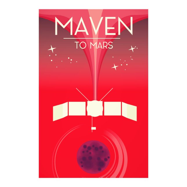 MAVEN - to Mars space art. Photo Print (Front)