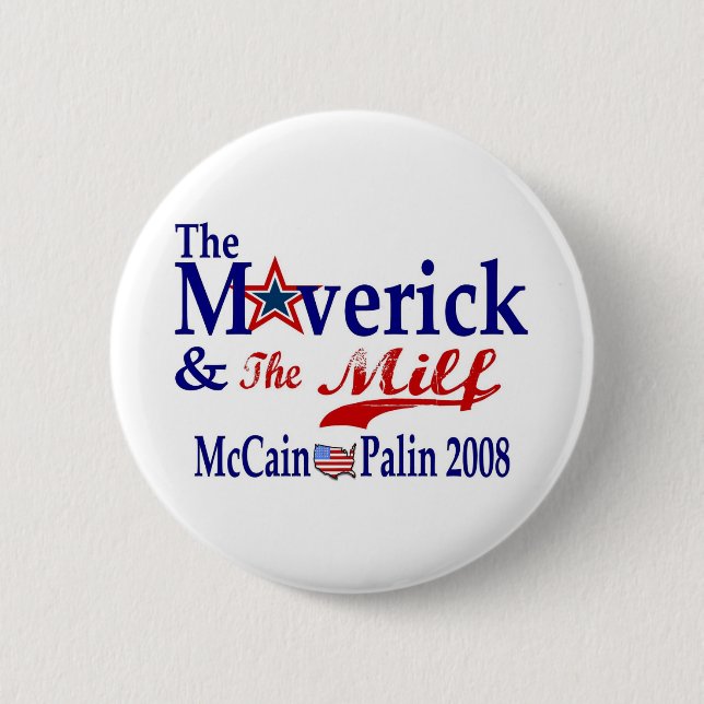 maverick and milf 6 cm round badge (Front)