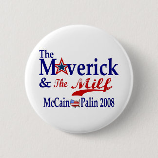 maverick and milf 6 cm round badge