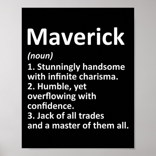 Maverick Definition Personalised Name Funny Birthd Poster (Front)