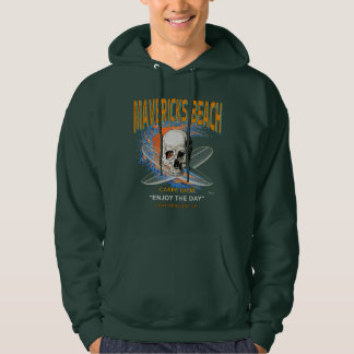 Mavericks Beach California Surfer Skull and Cross  Hoodie