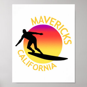 Mavericks Surfing California Vacation Poster