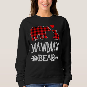 Mawmaw Bear , Red Buffalo Plaid Grandma Bear Pajam Sweatshirt