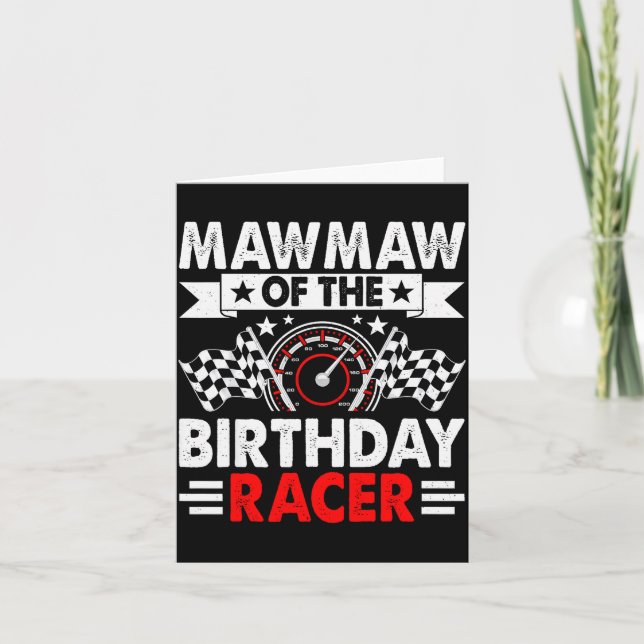 Mawmaw Of The Birthday Racer Race Car Party Family Card (Front)