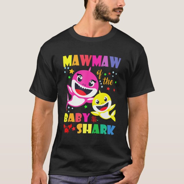 Mawmaw Of The Birthday Shark Dad Mum Matching Fami T-Shirt (Front)