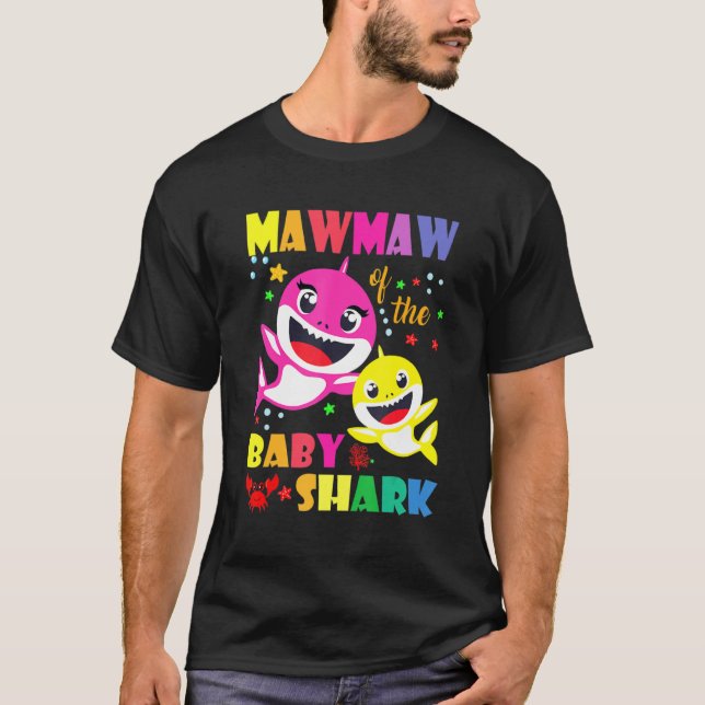 Mawmaw Of The Birthday Shark Dad Mum Matching Fami T-Shirt (Front)