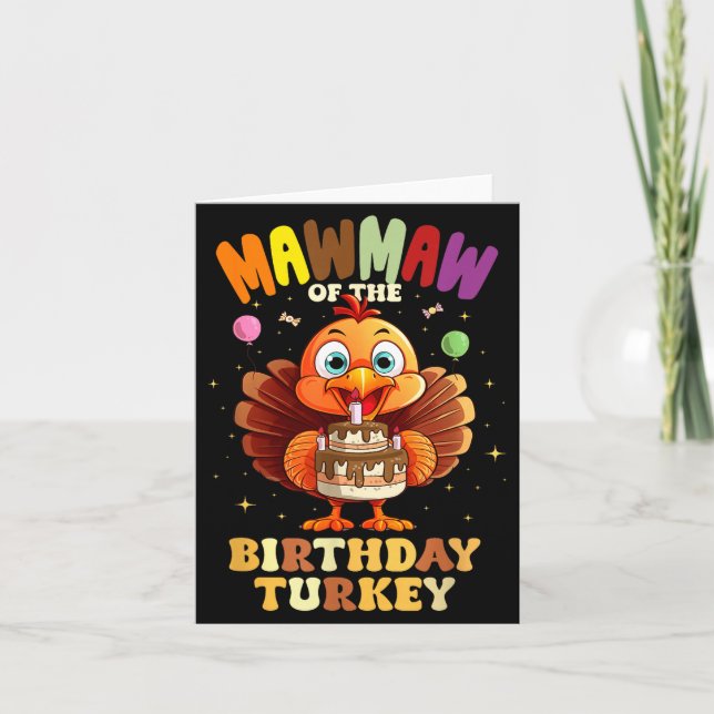 Mawmaw Of The Birthday Turkey Family 1st Birthday  Card (Front)