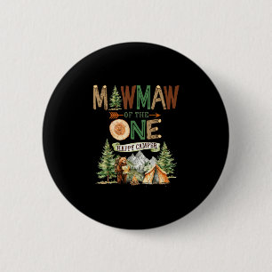 Mawmaw of the one happy camper 1st birthday 6 cm round badge
