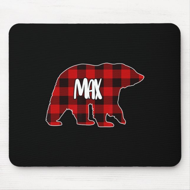 Max Bear Custom Red Buffalo Plaid Christmas Pajama Mouse Mat (Front)
