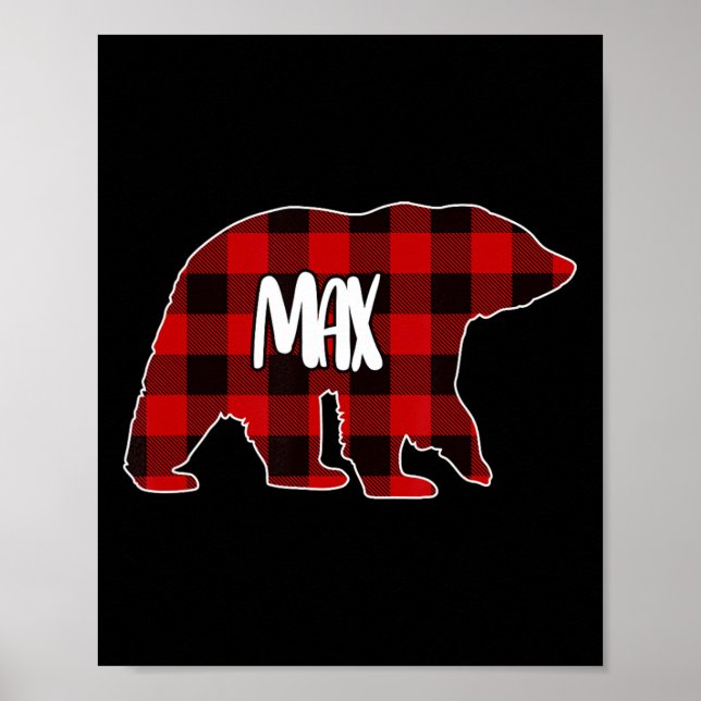 Max Bear Custom Red Buffalo Plaid Christmas Pajama Poster (Front)