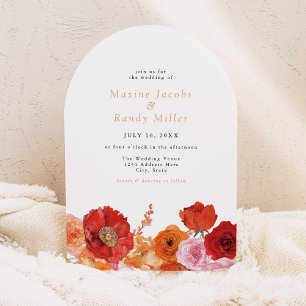 MAX Bold Fuchsia & Cobalt Floral Arched Wedding Invitation