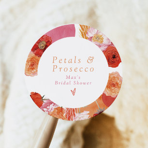 MAX Bright Floral Petals & Prosecco Bridal Shower Classic Round Sticker